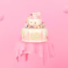 Születésnapi torta, többrétegű, tépőzárral vágható, zene, fények, konyhai, 16 darabos, rózsaszín