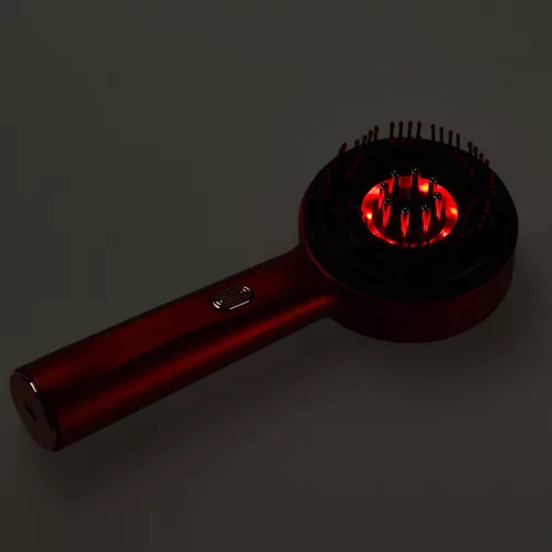 Masszírozó fejbőrkefe olaj applikátor USB piros