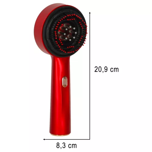 Masszírozó fejbőrkefe olaj applikátor USB piros
