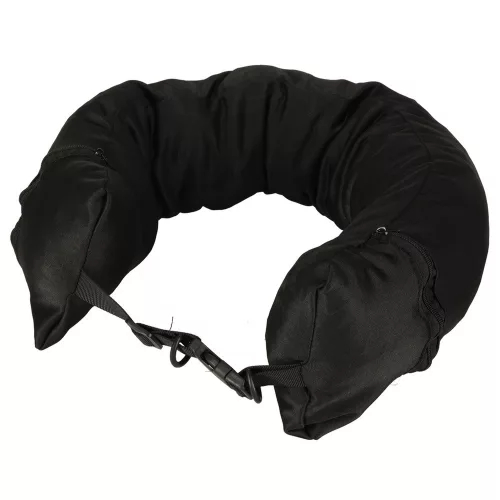 Utazópárna, croissant, fejtámla, nyaktámla, töltőrekesz, fekete