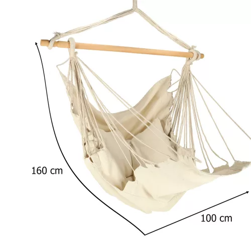 Brazil szék lábtartóval, függőágy, hinta, 130cm, bézs