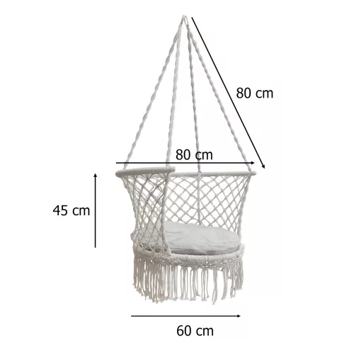 Gólyafészek kerti hinta háttámlával, szürke, 80 cm, 150 kg