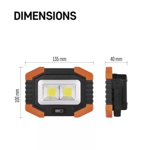 EMOS COB LED munkalámpa 350lm, fekete, narancs, P4112
