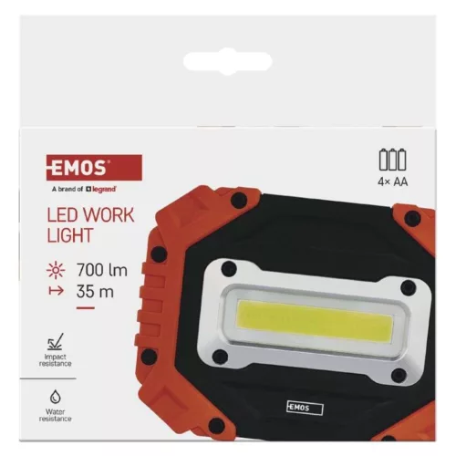 EMOS COB LED munkalámpa 700 lm, fekete, narancs, IP43, P4113