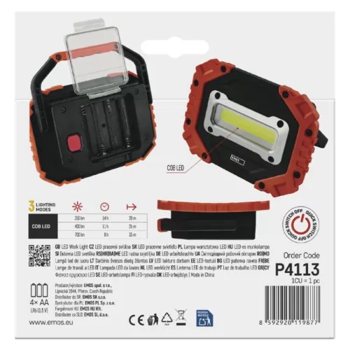 EMOS COB LED munkalámpa 700 lm, fekete, narancs, IP43, P4113