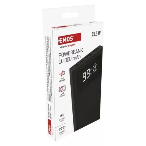 EMOS Powerbank BETAQ 10, 10 000 mAh, 22,5 W, fekete, B0531B