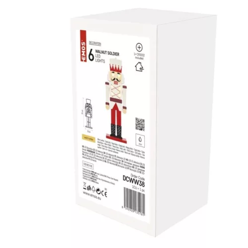 LED Diótörő katona, 29 cm, 1x CR2032, meleg fehér, IP20, EMOS, DCWW38