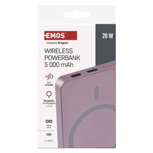 EMOS Powerbank WI 522, 5 000 mAh, 20 W+Wireless, lazac, B0555S