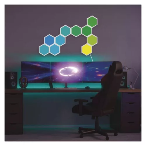 GoSmart LED-es lámpatest Hexagon, kiegészítő készlet,3 rész, 1,8 W, RGBIC dimmelhető, WiFi, IP20, EMOS, ZIW223R