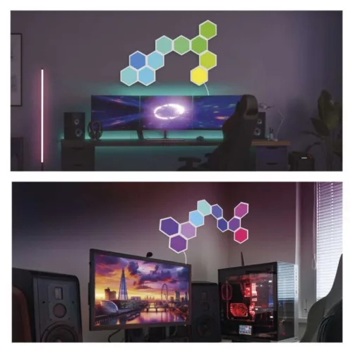 GoSmart LED-es lámpatest Hexagon, kiegészítő készlet,3 rész, 1,8 W, RGBIC dimmelhető, WiFi, IP20, EMOS, ZIW223R