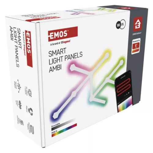 GoSmart LED lámpatest Lines fehér, 9 részből álló, 34 W, RGBIC dimmelhető, WiFi, IP20, EMOS, ZIW249R