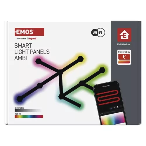 GoSmart LED-es lámpatest Lines fekete, 9 részből álló, 34 W, RGBIC dimmelhető, WiFi, IP20, EMOS, ZIW269R