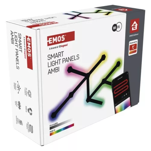 GoSmart LED-es lámpatest Lines fekete, 9 részből álló, 34 W, RGBIC dimmelhető, WiFi, IP20, EMOS, ZIW269R
