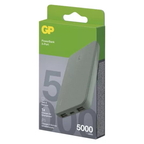 GP Powerbank B+ Series, 5 000 mAh, 12 W, zöldesszürke, világosszürke, B6405GY