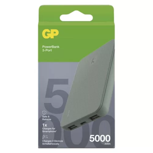 GP Powerbank B+ Series, 5 000 mAh, 12 W, zöldesszürke, világosszürke, B6405GY