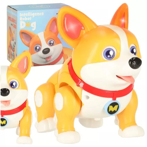 Kutya, interaktív robot, Corgi, világító fülek, zene