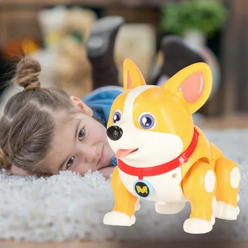 Kutya, interaktív robot, Corgi, világító fülek, zene