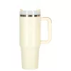 Termosz cană cu pai și cu mâner, 1200ml, crem