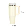 Termosz cană cu pai și cu mâner, 1200ml, crem