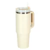Termosz cană cu pai și cu mâner, 1200ml, crem