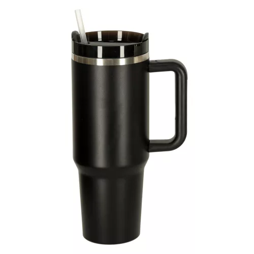 Termosz cană cu pai și articol, 1200 ml, negru