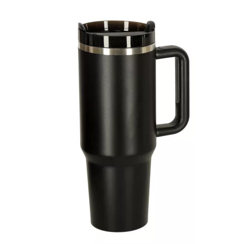 Termosz cană cu pai și articol, 1200 ml, negru