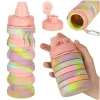 Vizespalack, szilikon, összecsukható, fogantyúval, BPA-mentes, 500ml, szivárványszínű