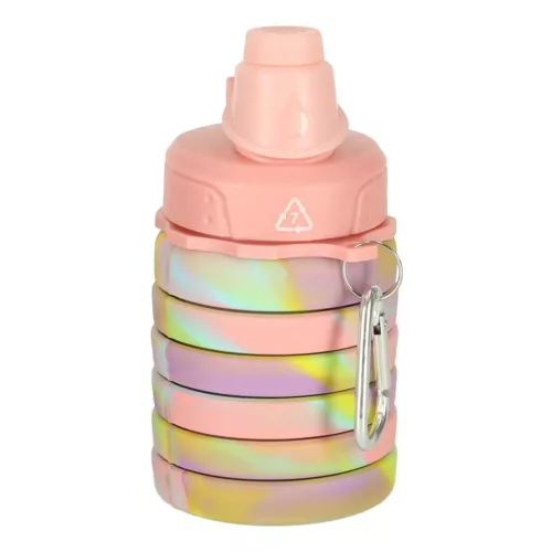 Vizespalack, szilikon, összecsukható, fogantyúval, BPA-mentes, 500ml, szivárványszínű