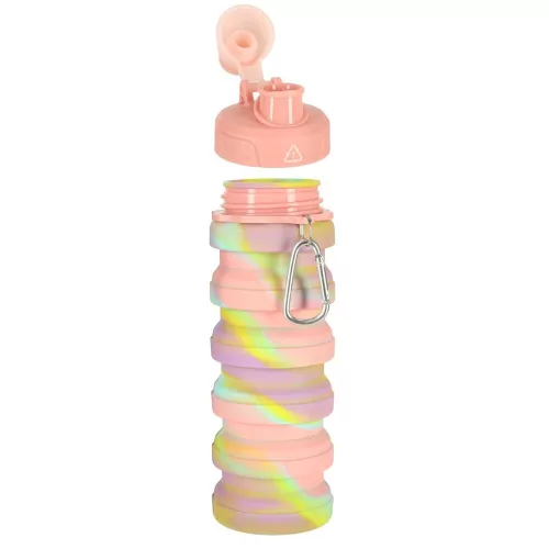 Vizespalack, szilikon, összecsukható, fogantyúval, BPA-mentes, 500ml, szivárványszínű