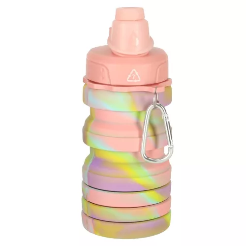 Vizespalack, szilikon, összecsukható, fogantyúval, BPA-mentes, 500ml, szivárványszínű