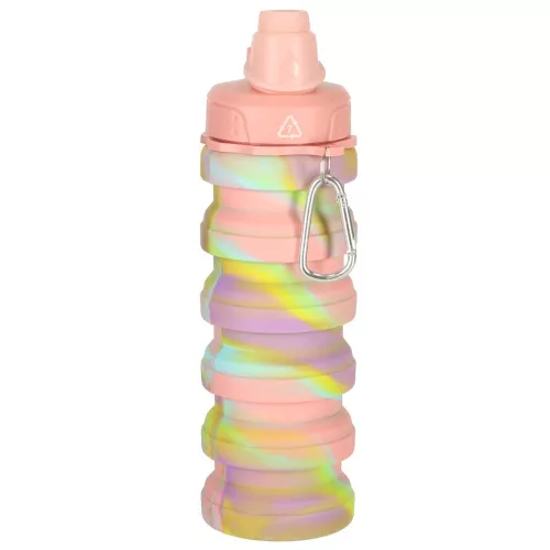 Vizespalack, szilikon, összecsukható, fogantyúval, BPA-mentes, 500ml, szivárványszínű