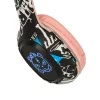 Vezeték nélküli Bluetooth RGB Gaming Sport 200mAh Fülre helyezhető Fejhallgató Rózsaszín