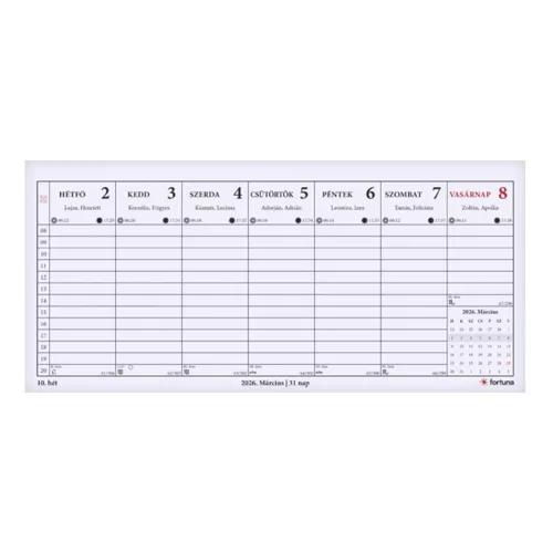 De birou calendar FORTUNA TA24 vertical alb file produs 2026.