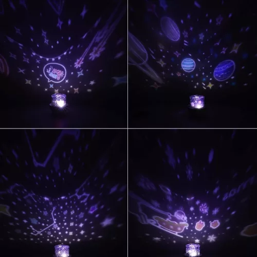 Éjszakai fény csillag projektor LED USB forgó 6 motívumos távirányítós szarvas