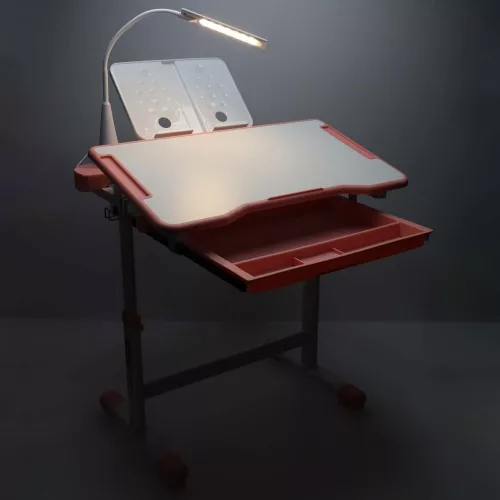 Copii iskolapad, reglabil scaun, LED lampă, USB, roz