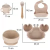 silicon farfurii pentru copii, pentru sugari, accesoriu, 9 piese set, bej
