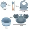 silicon farfurii pentru copii, pentru sugari, pentru raci, 9 piese set, albastru