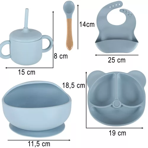 silicon set pentru copii, 8 piese, albastru