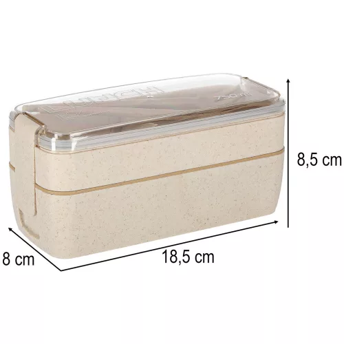 Uzsonnásdoboz rekeszekkel, osztott, 750ml, bézs