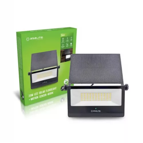 Asalite LED Napelemes Lámpa Slim 20W 4000K (1800 lumen)+Mozgásérzékelő Szenzor