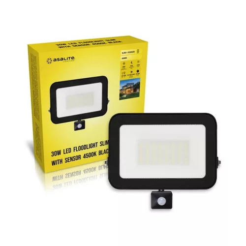 Asalite LED Reflektor Slim 30W 4500K (2700 lumen) + Mozgásérzékelő Szenzor