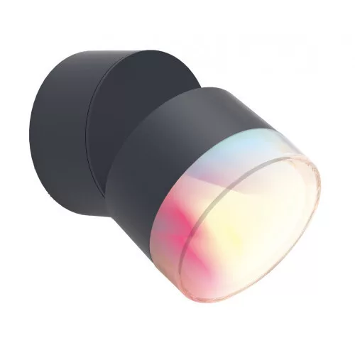 corp de iluminat LED , exterior , de perete , orientabil , 9.5W , RGB , CCT , reglabil , gri , IP44 , LUTEC CONNECT , DROPSI