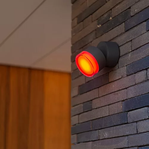 corp de iluminat LED , exterior , de perete , orientabil , 9.5W , RGB , CCT , reglabil , gri , IP44 , LUTEC CONNECT , DROPSI