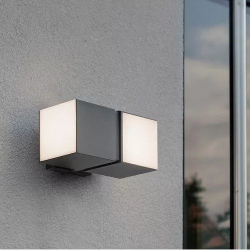 LED lámpatest , oldalfali , 2 irányú , 19W , meleg fehér , sötét szürke , kültéri , IP54 , LUTEC , CUBA