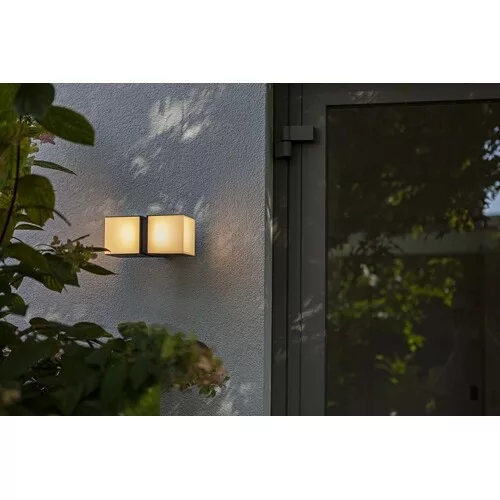 LED lámpatest , oldalfali , 2 irányú , 23W , természetes fehér , matt fekete , kültéri , IP54 , LUTEC , CUBA