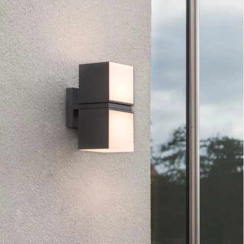 LED lámpatest , oldalfali , 2 irányú , 23W , természetes fehér , matt fekete , kültéri , IP54 , LUTEC , CUBA