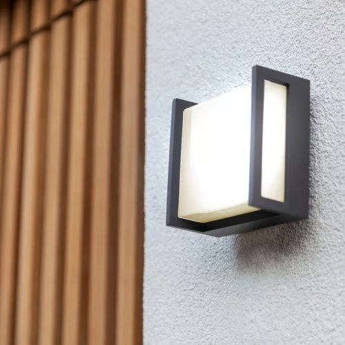 LED lámpatest , oldalfali , 8.5W , meleg fehér , fekete , kültéri , IP54 , LUTEC , QUBO