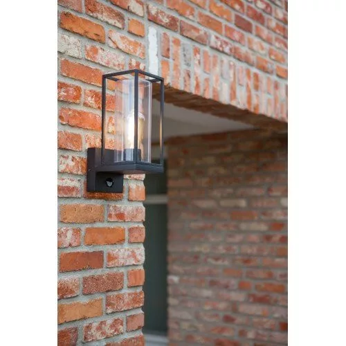 LED lámpatest , oldalfali , mozgásérzékelős , E27 foglalat , matt fekete , kültéri , IP44 , LUTEC , FLAIR
