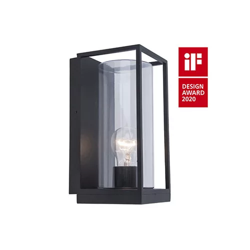 LED lámpatest , oldalfali , E27 foglalat , négyzet , matt fekete , kültéri , IP44 , LUTEC , FLAIR