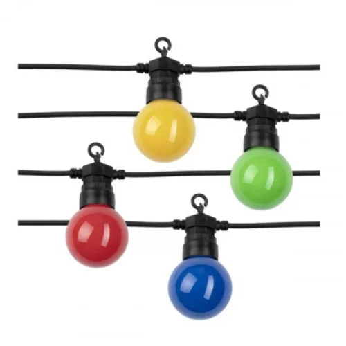 Led ghirlandă luminoasă , de exterior , E27 , 10 buc. x 0.5W , 8 m , RGB , negru , IP65